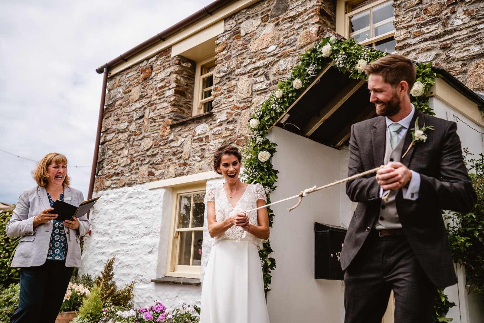 Cornish Celebrant led service at a garden wedding in Cornwall